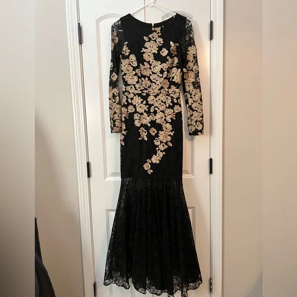 green emerald velvet dress Xscape Off Shoulder Long Sleeve Velvet Evening Gown 5809X